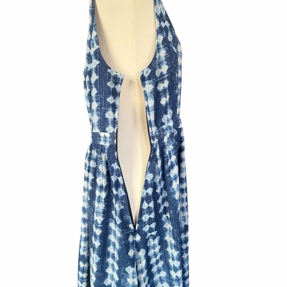 ModCloth Blue White Ikat Geometric Fit & Flare Dress Size S Retro Easter Boho - Picture 4 of 14